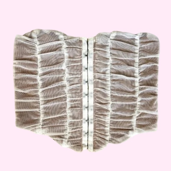 White and Nude Rouched Corset Top Size Medium - Picture 1 of 6